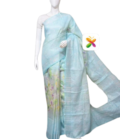 Pure LINEN DIGITAL PRINT SAREE SILK ZONE