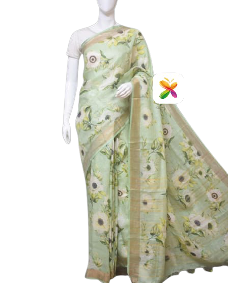 PURE LINEN DIGITAL PRINT SAREE SILK ZONE