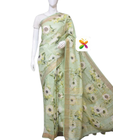 PURE LINEN DIGITAL PRINT SAREE SILK ZONE