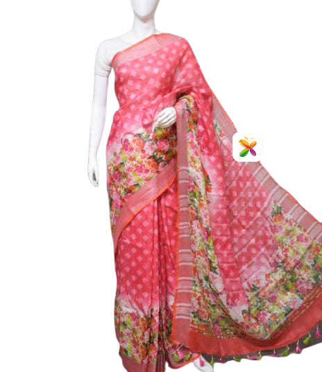 PURE LINEN DIGITAL PRINT SAREE SILK ZONE