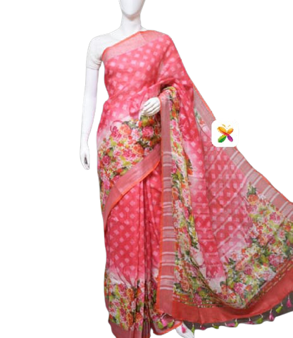 PURE LINEN DIGITAL PRINT SAREE SILK ZONE