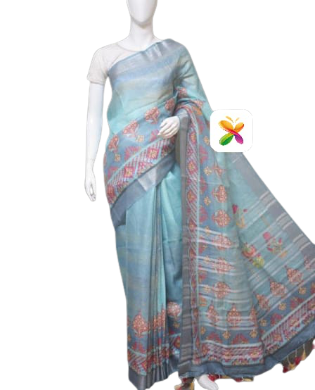 PURE LINEN DIGITAL PRINT SAREE SILK ZONE