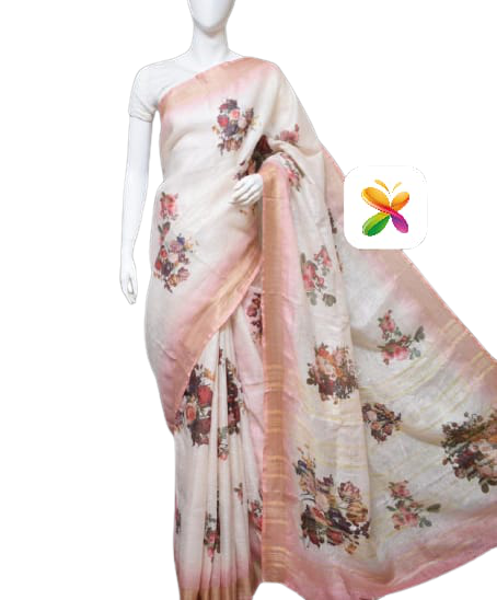 PURE LINEN DIGITAL PRINT SAREE SILK ZONE