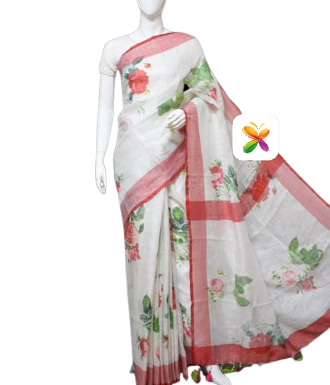 PURE LINEN DIGITAL PRINT SAREE SILK ZONE