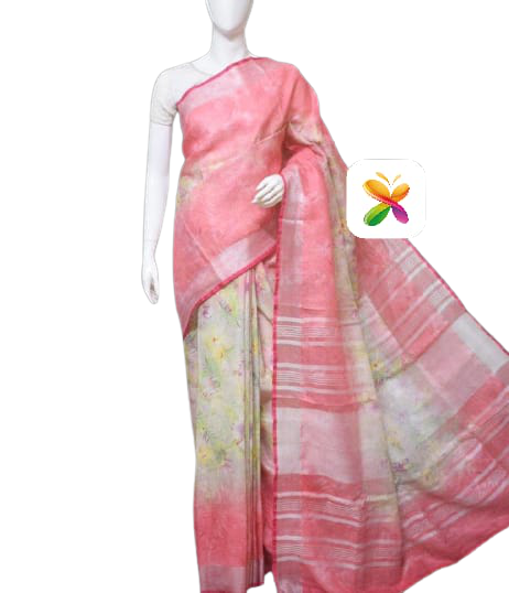 PURE LINEN DIGITAL PRINT SAREE SILK ZONE