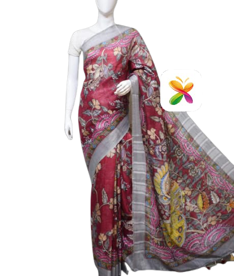 PURE LINEN DIGITAL PRINT SAREE SILK ZONE