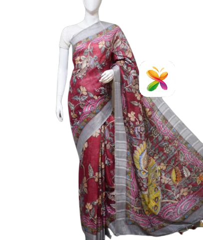 PURE LINEN DIGITAL PRINT SAREE SILK ZONE