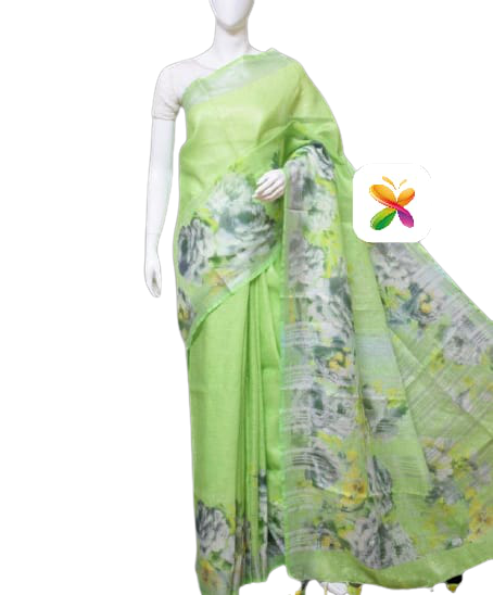 PURE LINEN DIGITAL PRINT SAREE SILK ZONE