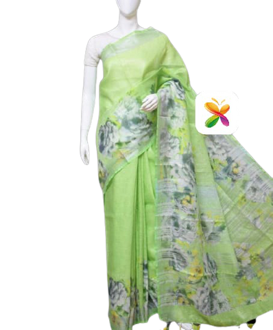 PURE LINEN DIGITAL PRINT SAREE SILK ZONE