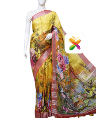 PURE LINEN DIGITAL PRINT SAREE SILK ZONE
