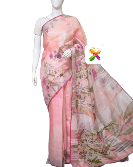 PURE LINEN DIGITAL PRINT SAREE SILK ZONE