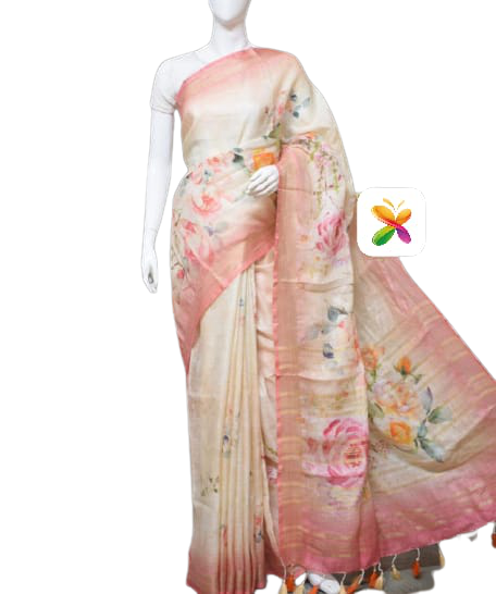 PURE LINEN DIGITAL PRINT SAREE SILK ZONE