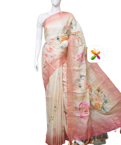 PURE LINEN DIGITAL PRINT SAREE SILK ZONE