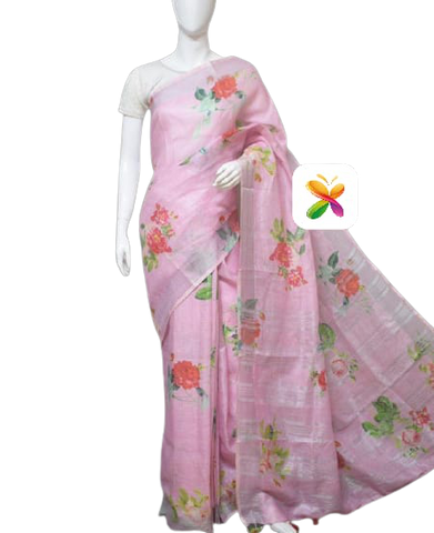 PURE LINEN DIGITAL PRINT SAREE SILK ZONE