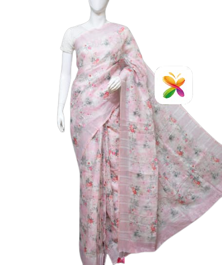 PURE LINEN DIGITAL PRINT SAREE SILK ZONE