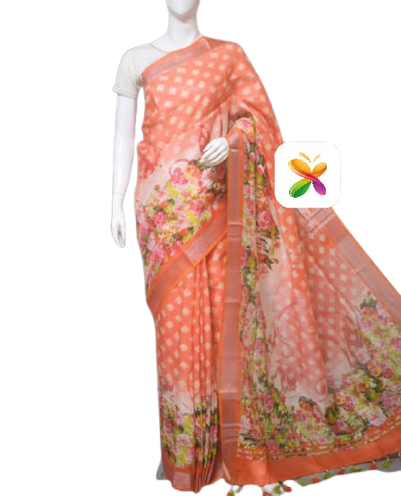 PURE LINEN DIGITAL PRINT SAREE SILK ZONE