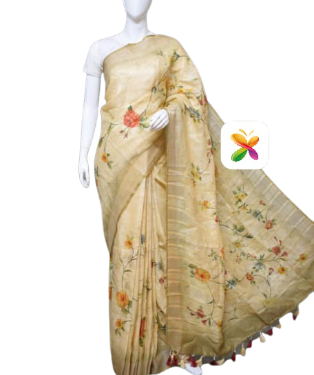 PURE LINEN DIGITAL PRINT SAREE SILK ZONE