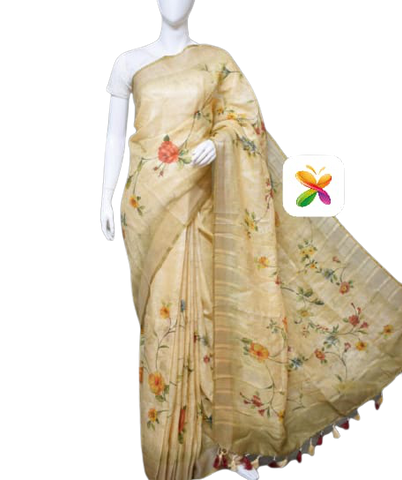 PURE LINEN DIGITAL PRINT SAREE SILK ZONE