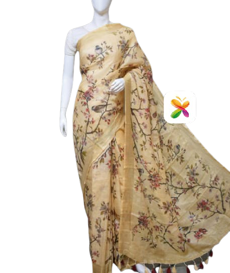 PURE LINEN DIGITAL PRINT SAREE SILK ZONE