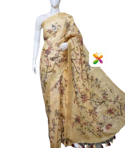 PURE LINEN DIGITAL PRINT SAREE SILK ZONE