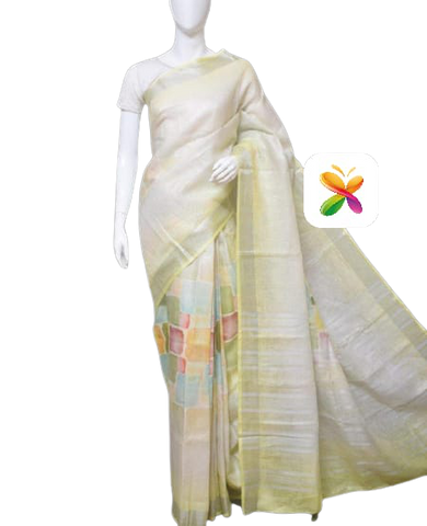 PURE LINEN DIGITAL PRINT SAREE SILK ZONE