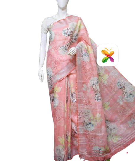 PURE LINEN DIGITAL PRINT SAREE SILK ZONE