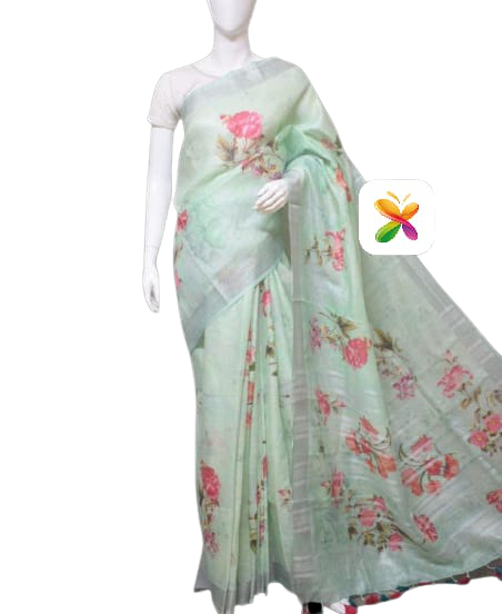 PURE LINEN DIGITAL PRINT SAREE SILK ZONE