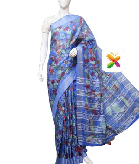 PURE LINEN DIGITAL PRINT SAREE SILK ZONE