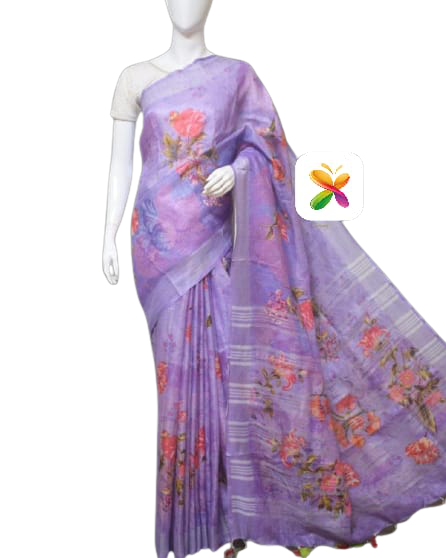 PURE LINEN DIGITAL PRINT SAREE SILK ZONE