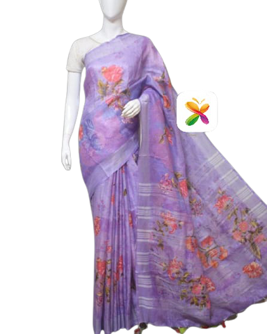 PURE LINEN DIGITAL PRINT SAREE SILK ZONE