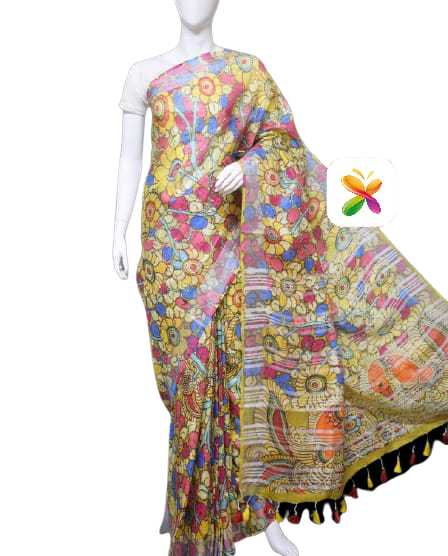 PURE LINEN DIGITAL PRINT SAREE SILK ZONE