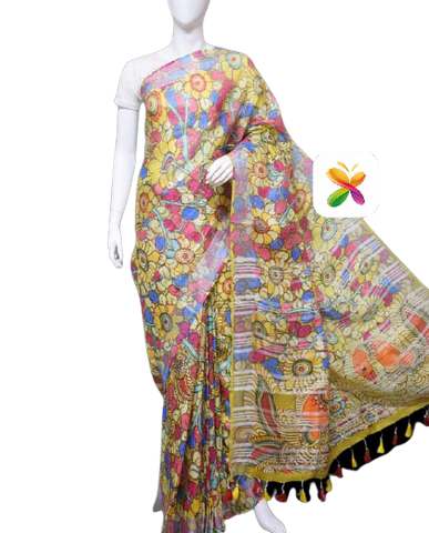 PURE LINEN DIGITAL PRINT SAREE SILK ZONE