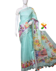 PURE LINEN DIGITAL PRINT SAREE SILK ZONE