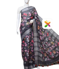 PURE LINEN DIGITAL PRINT SAREE SILK ZONE