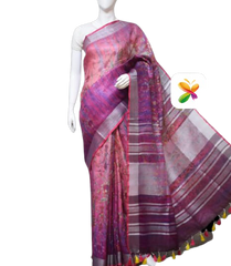PURE LINEN DIGITAL PRINT SAREE SILK ZONE