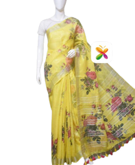 PURE LINEN DIGITAL PRINT SAREE SILK ZONE