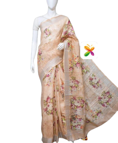 PURE LINEN DIGITAL PRINT SAREE SILK ZONE