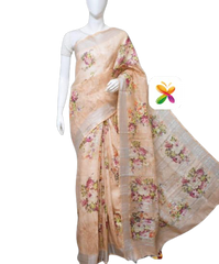 PURE LINEN DIGITAL PRINT SAREE SILK ZONE