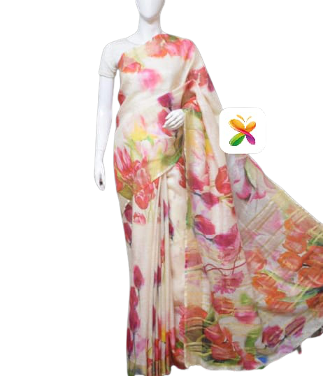 PURE LINEN DIGITAL PRINT SAREE SILK ZONE