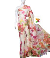 PURE LINEN DIGITAL PRINT SAREE SILK ZONE