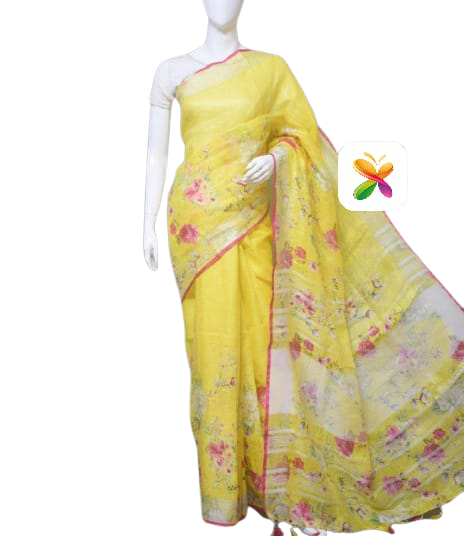 PURE LINEN DIGITAL PRINT SAREE SILK ZONE