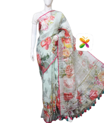 PURE LINEN DIGITAL PRINT SAREE SILK ZONE