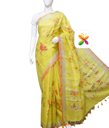 PURE LINEN DIGITAL PRINT SAREE SILK ZONE