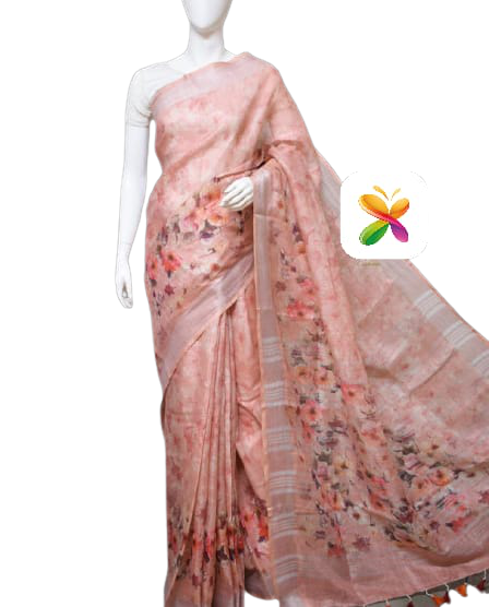 PURE LINEN DIGITAL PRINT SAREE SILK ZONE