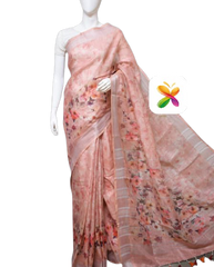 PURE LINEN DIGITAL PRINT SAREE SILK ZONE