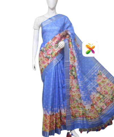 PURE LINEN DIGITAL PRINT SAREE SILK ZONE