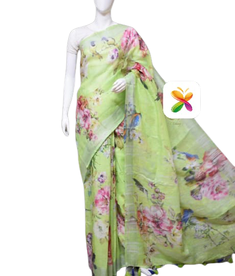 PURE LINEN DIGITAL PRINT SAREE SILK ZONE