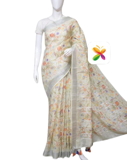 PURE LINEN DIGITAL PRINT SAREE SILK ZONE