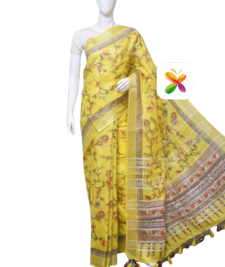 PURE LINEN DIGITAL PRINT SAREE SILK ZONE