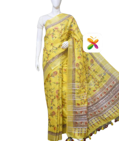 PURE LINEN DIGITAL PRINT SAREE SILK ZONE